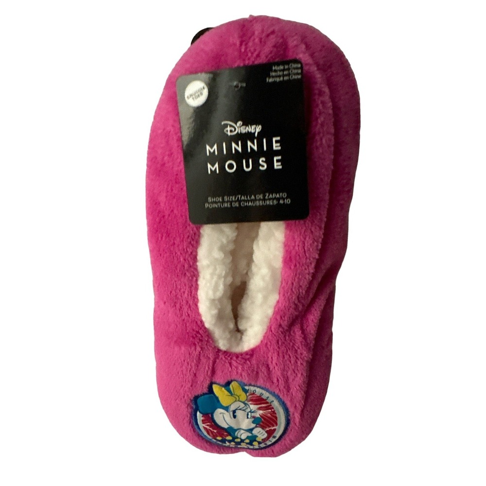 Disney Minnie Mouse New With Tags Snuggle Toes Slippers Size 4-10 Pink